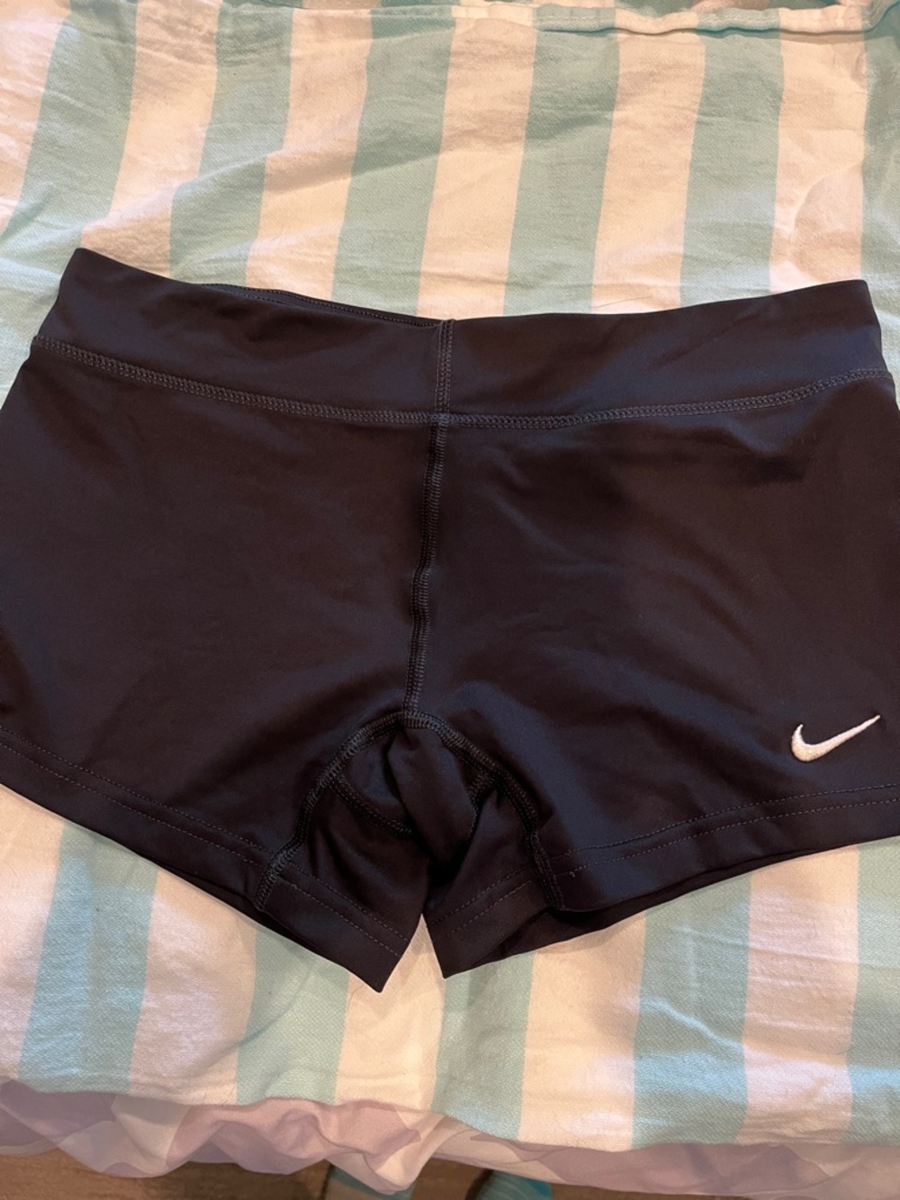 Nike Women's Black Performance Training Shorts with White Swoosh